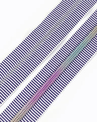 Purple and White Striped Zipper Tape with Rainbow Nylon Coil (#5)- 3 Yard