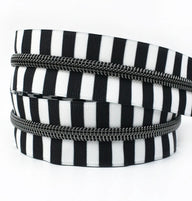 Classic B&W Checkered Zipper Tape with #5 Gun Metal Black coil- 3 Yards