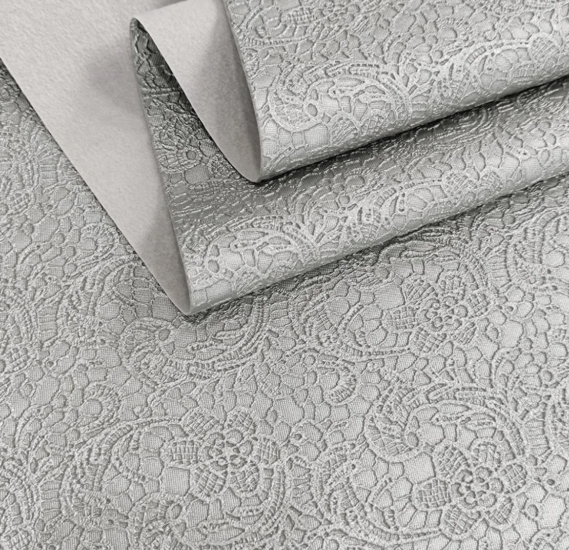 Faux Leather Lace Vinyl (Silver)