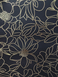 Golden Foil Floral PU Faux Leather Roll 12"x53" (Black)