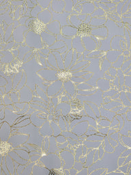 Golden Foil Floral PU Faux Leather Roll 12"x53" (White)