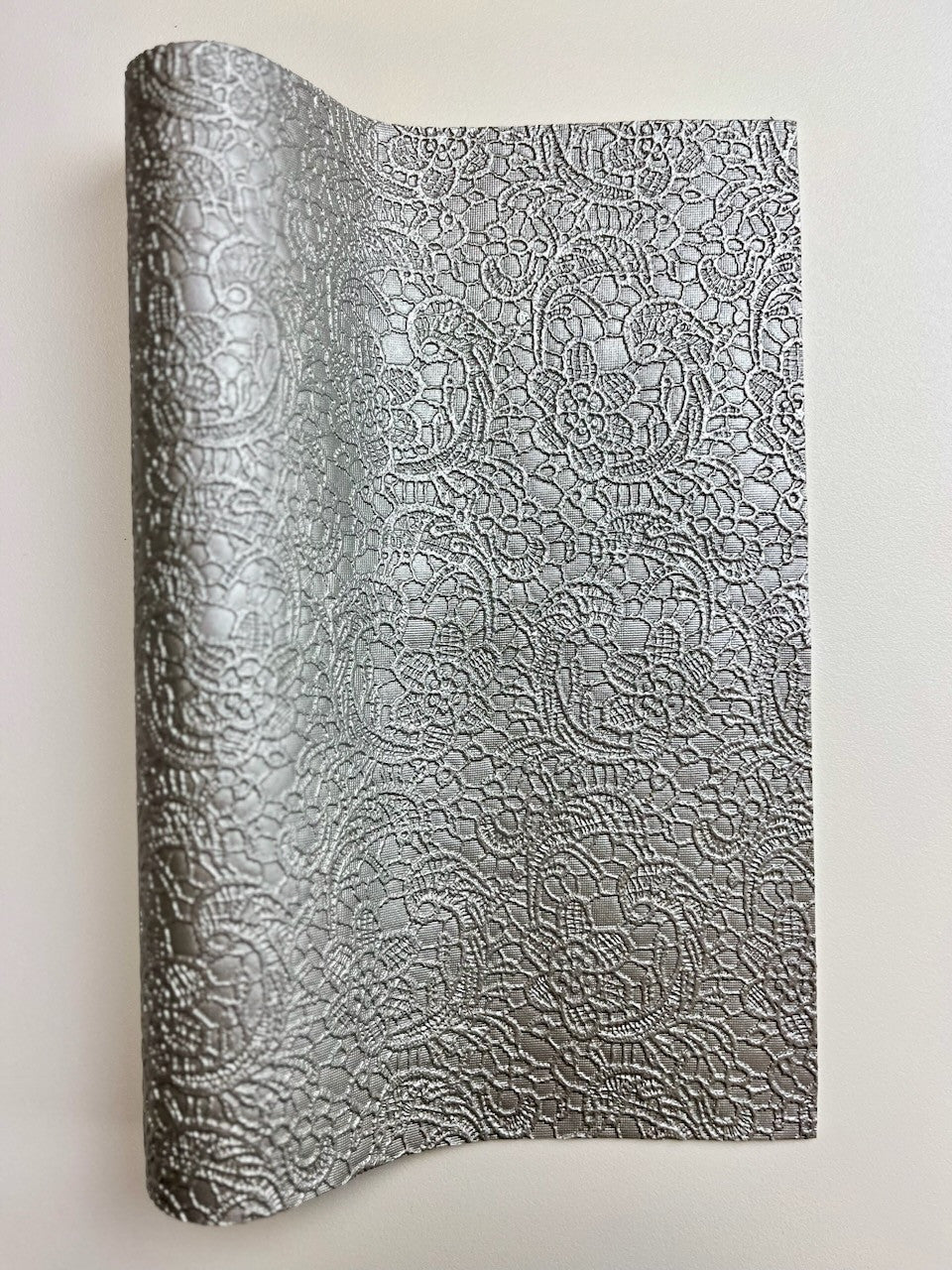 Faux Leather Lace Vinyl (Silver)