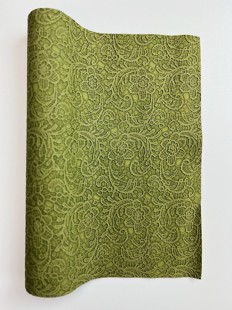 Faux Leather Lace Vinyl (Dark Green)