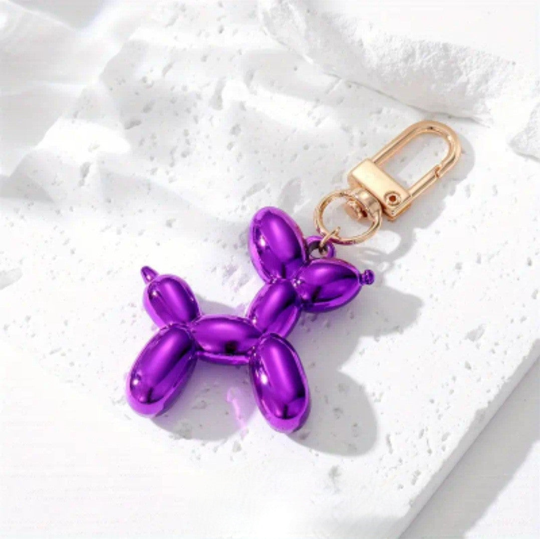 Balloon Dog Zipper Charm (Metallic Purple)