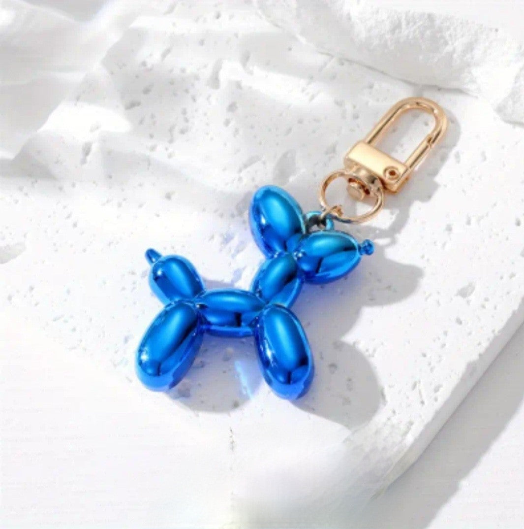 Balloon Dog Zipper Charm (Metallic Blue)