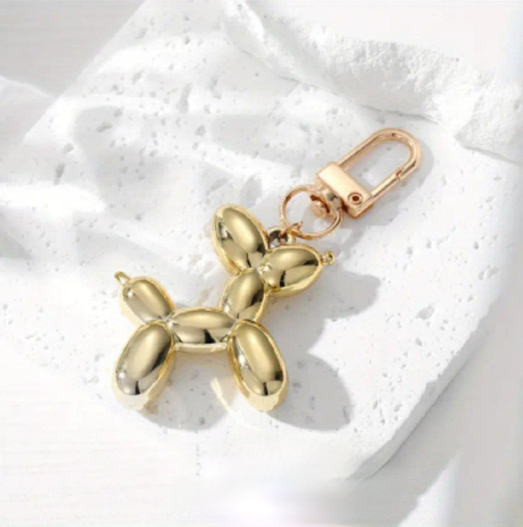 Balloon Dog Zipper Charm (Metallic Gold)