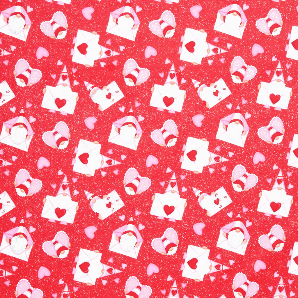 Gnomie Love - Gnomes & Envelopes Red Yardage