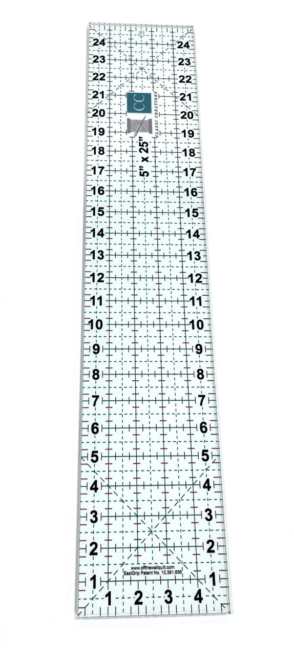 5" x  25" Acrylic Grip Ruler With Grid Lines