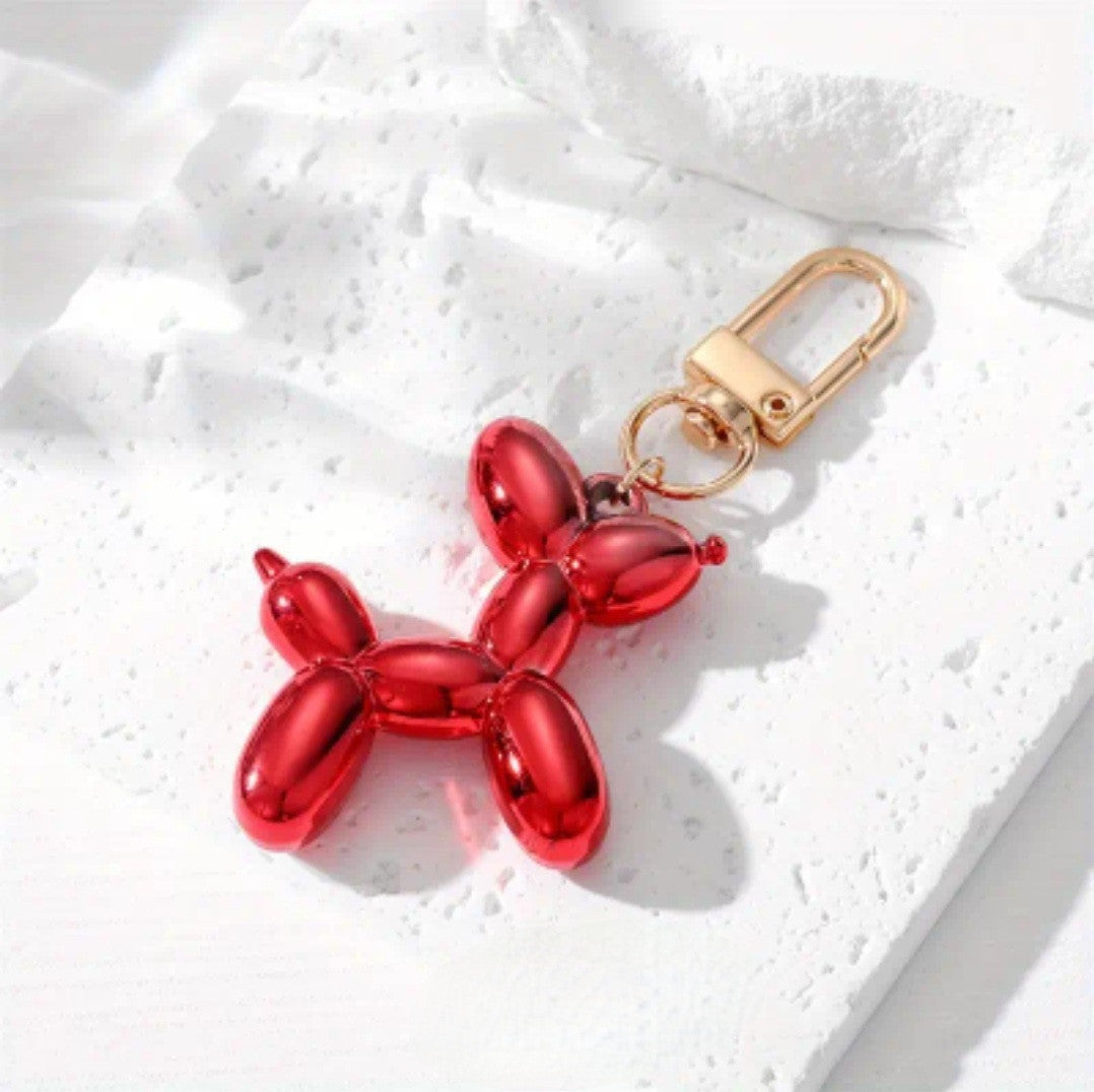Balloon Dog Zipper Charm (Metallic Red)