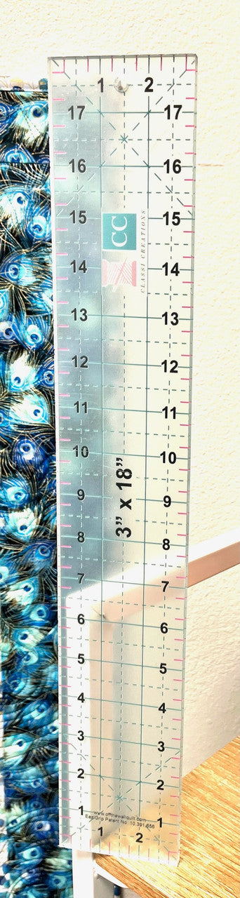 3" x 18" Acrylic Grip Ruler With Grid Lines