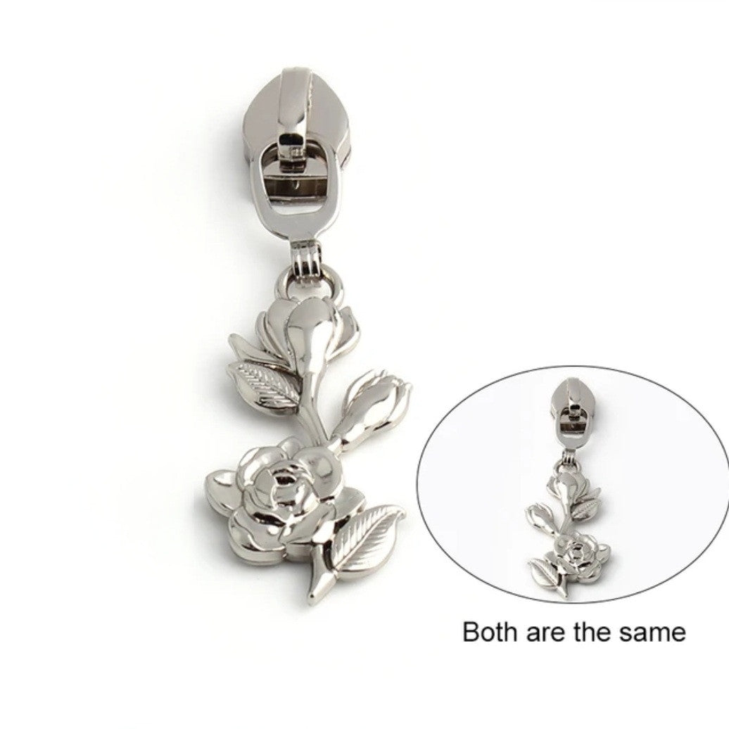 Silver Rose #5 Zipper Pull 4pc set