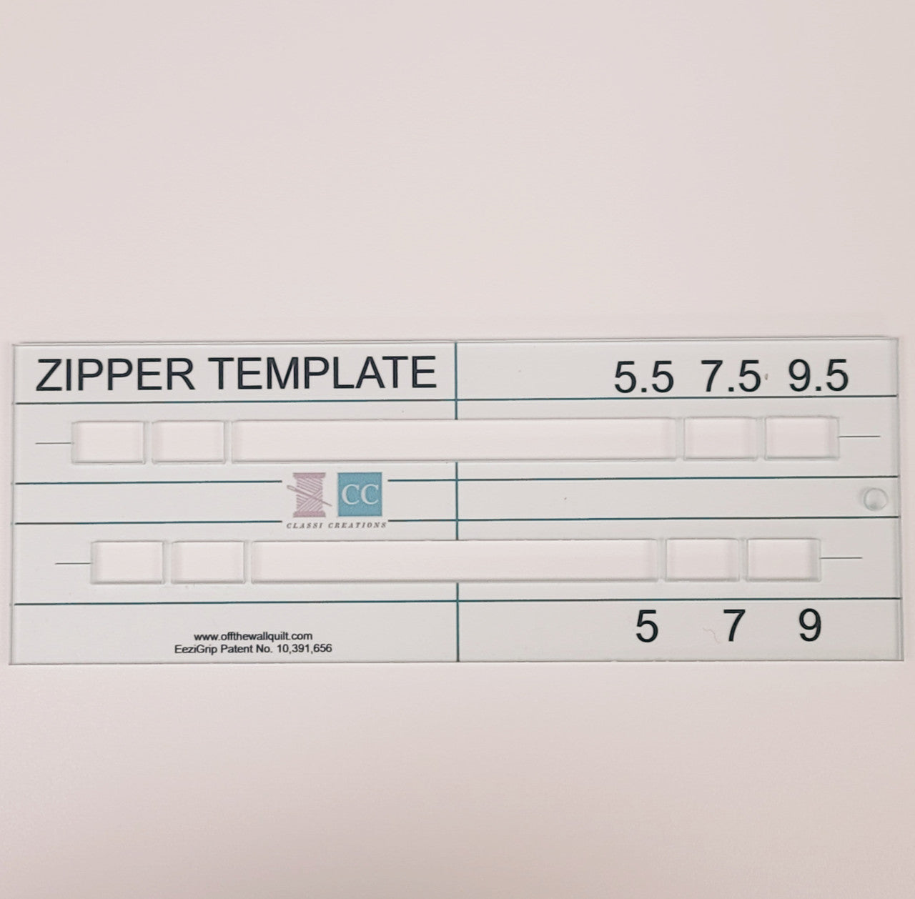 Zipper Placement Acrylic Grip Template