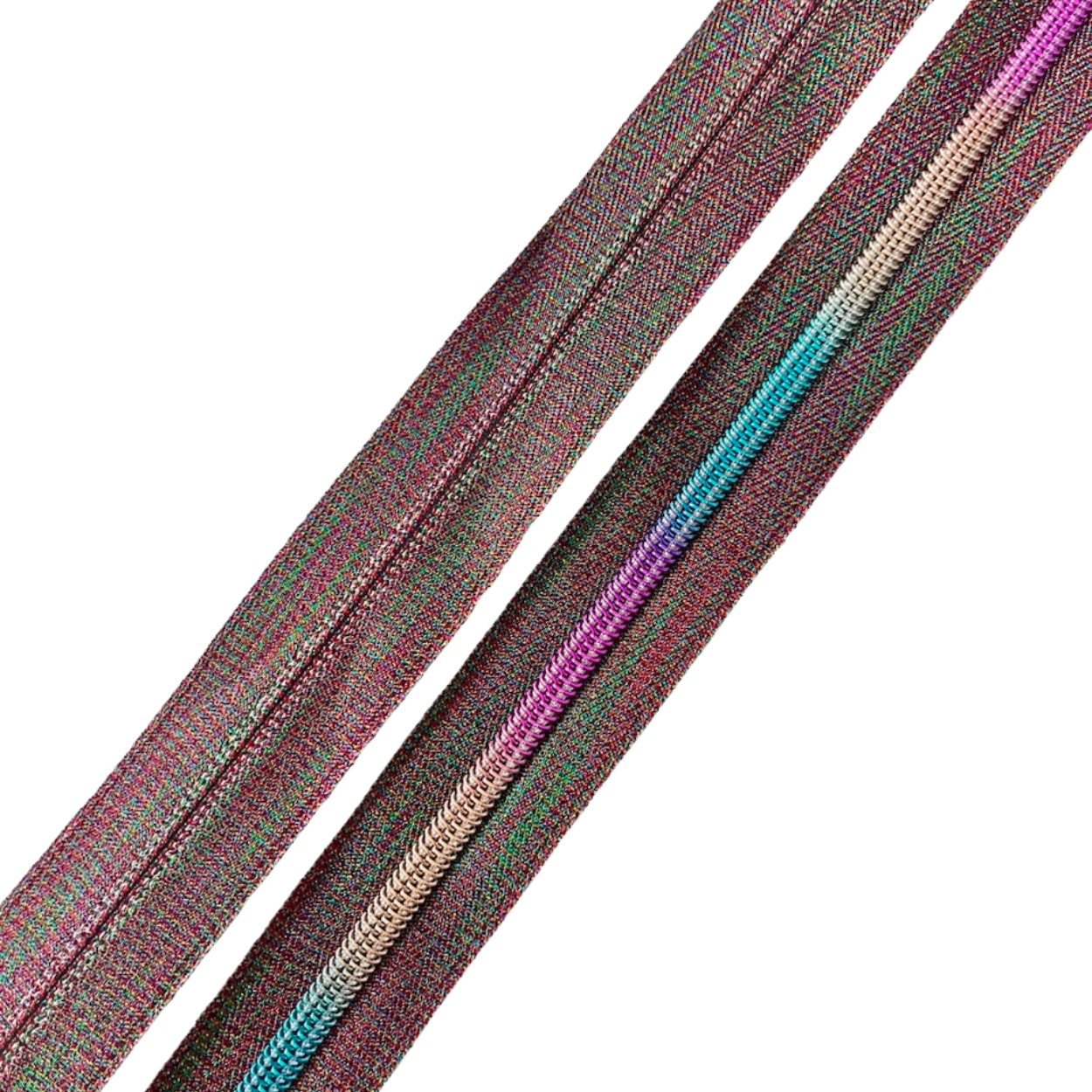 Cosmic Zipper Tape Multi Color with Rainbow Coil (#5) 3 Yards
