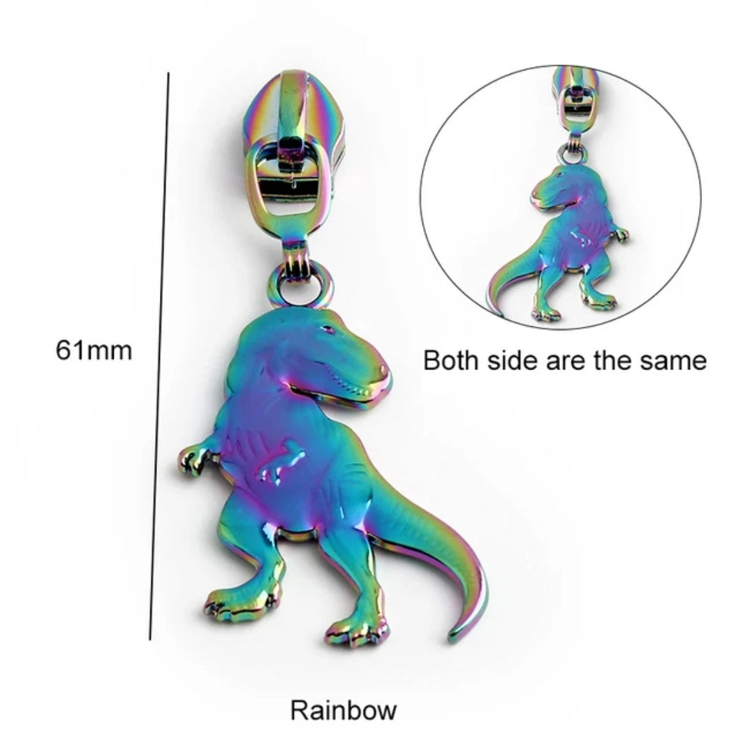 2pc T-Rex Roar #5 Zipper Pull (Rainbow)
