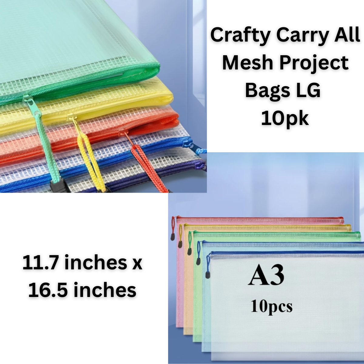 Crafty Carry All Mesh Project Bags LG 10pk