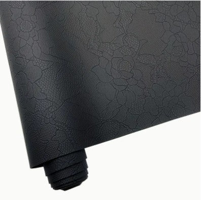 Faux Leather Lace Texture Black 12" x 54"