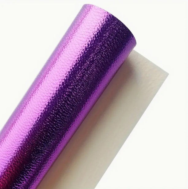 Purple Metallic Lychee Pattern PU Leather Roll 12"x53"