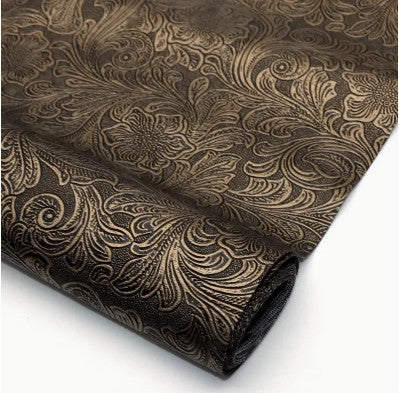 Retro Swirl Pattern Faux Leather 19" x 55" (Bronze)