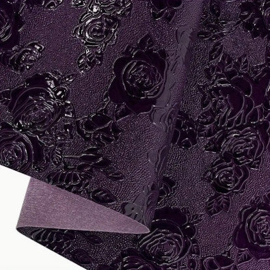 Embossed Rose Faux Leather 12" x 53" (Dark Purple)