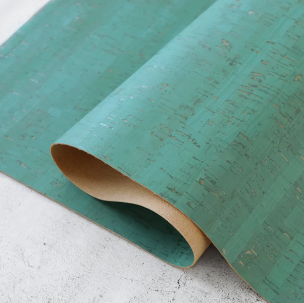 1/2 YARD CUT RUSTIC TURQUOISE CORK FABRIC