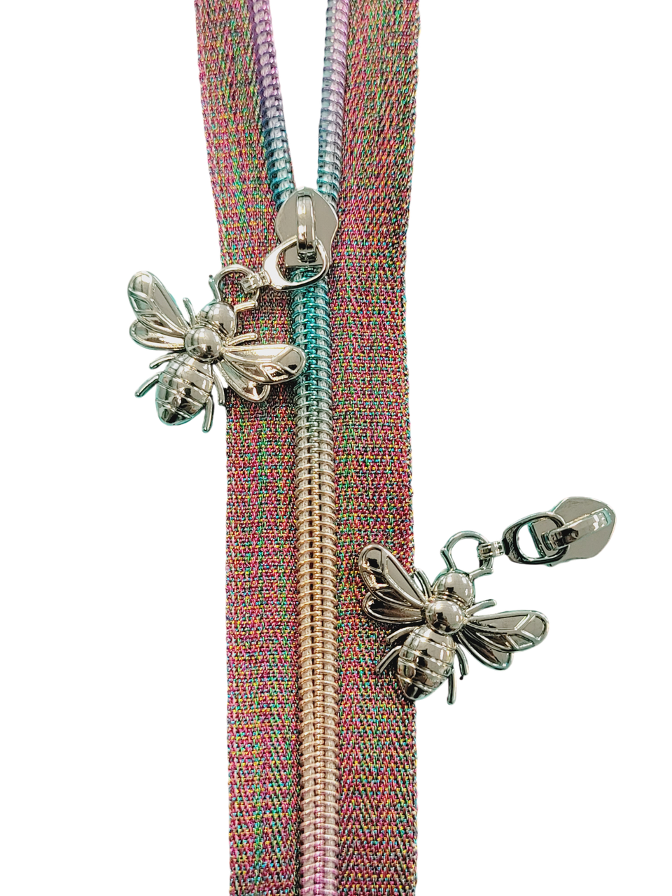 2pc Bee #5 Zipper Pull (Silver)