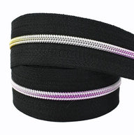 Black Zipper Tape With fading rainbow Style #5 Coil - 3 Yards