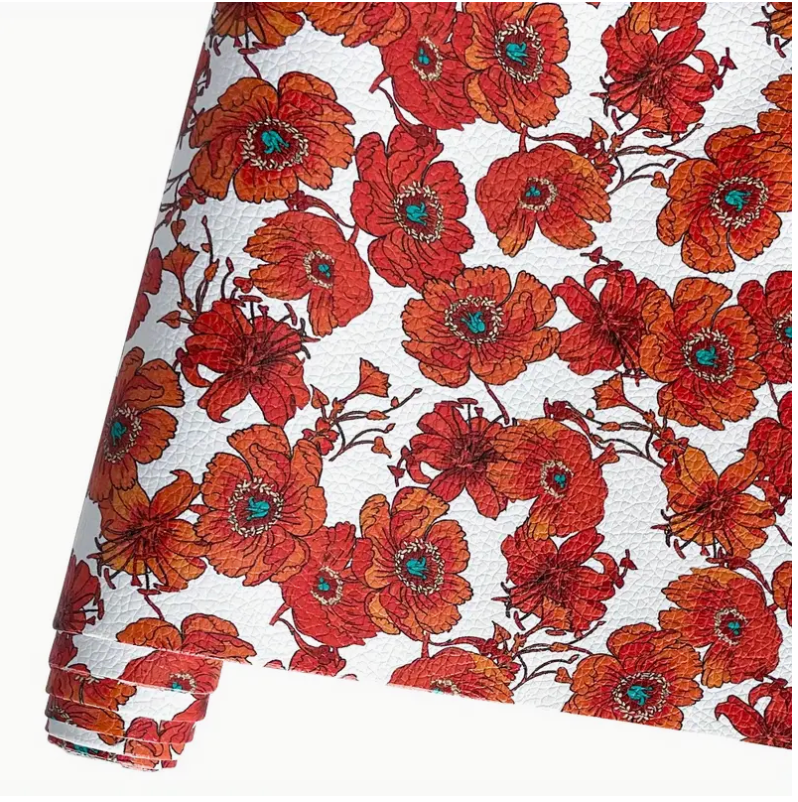 Poppy Bloom Faux Leather 12"x53"