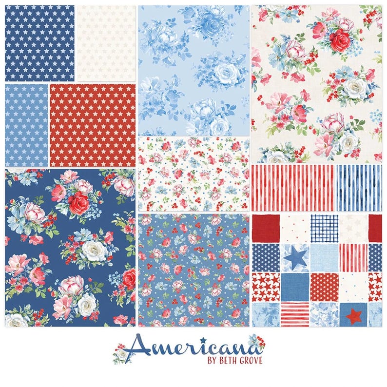 America Fat Quarter Pack 12pc by Beth Grove